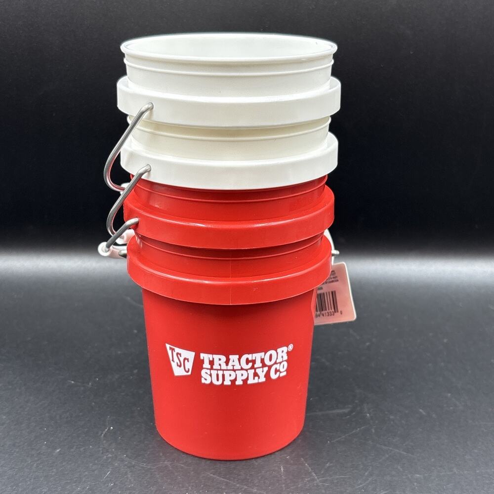 Tractor Supply Co TSC Mini Bucket 4" Tall Set of 4 Red and White